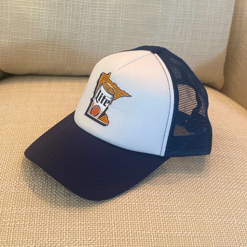 Vintage Miller Lite Minnesota Trucker Hat /Blue & White / Mesh/Snap Back/Unisex